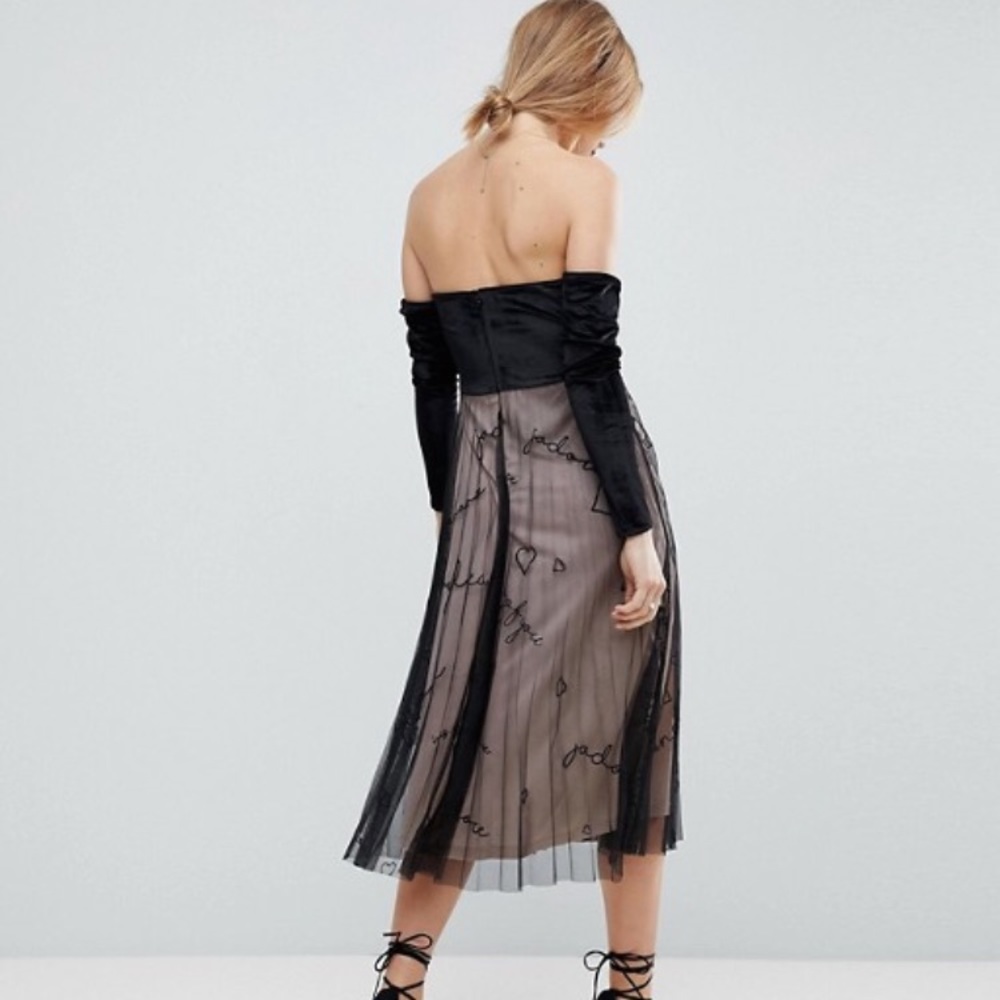 NWT ASOS Velvet Embroidered Tulle Midi Dress 4 - Picture 4 of 8